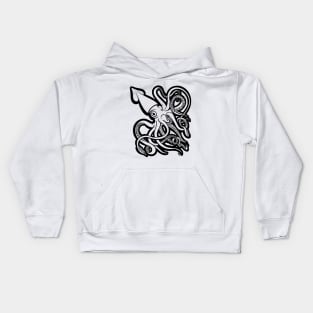 Giant Squid Architeuthis Black Outline Kids Hoodie
